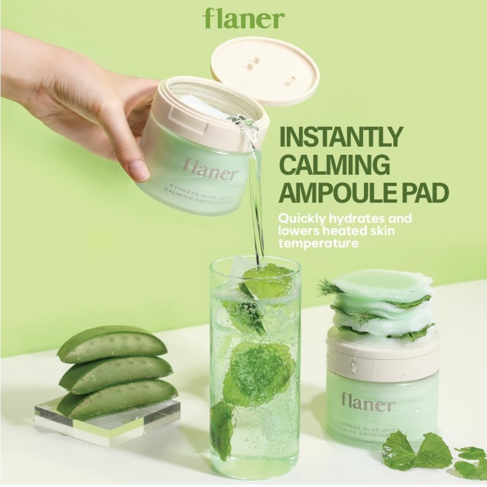 Korean Skincare Flaner Cypress Aloe Calming Toner Pads - Picture 3 of 14